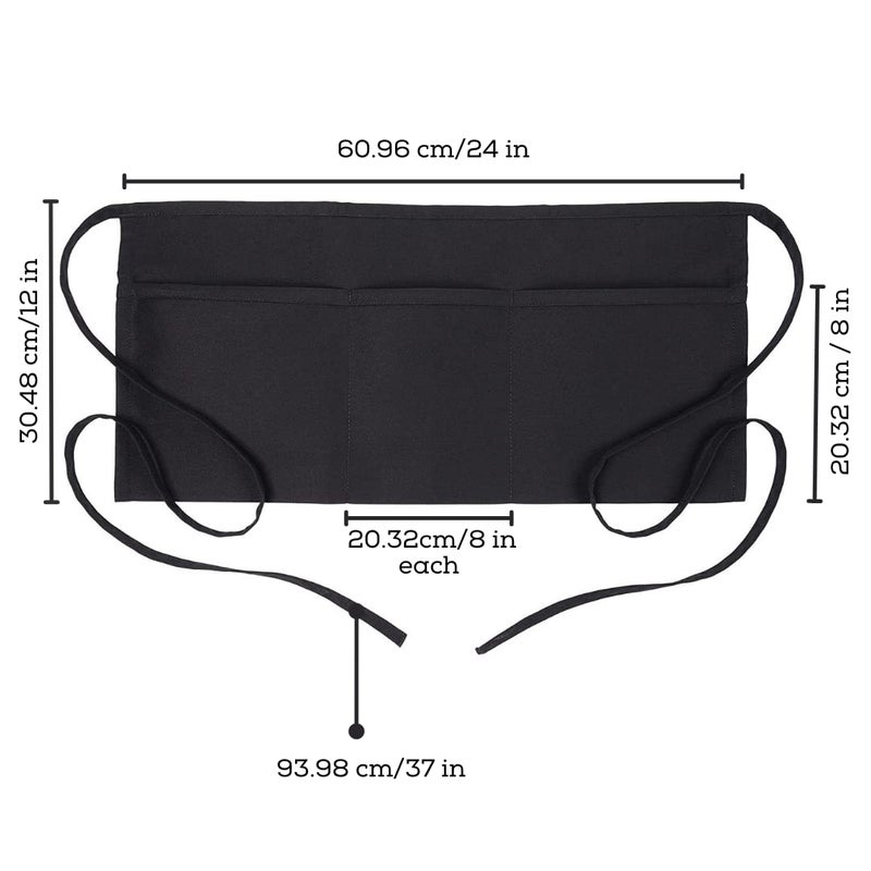 Avalon Kitchen Black server aprons with pockets Black waitress aprons with pockets half apron with pocket serving apron - Image 5